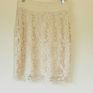 NWOT Cato Lace Midi Skirt, Cream/Ecru, Sz S